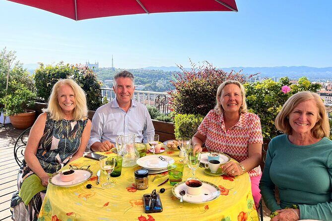 Croix Rousse Market & Rooftop Cooking Class in Lyon - Rooftop Dining With Lyon in View: What the Meal Feels Like
